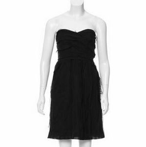 DVF 2/4 XS shutter ruffle strapless party dress